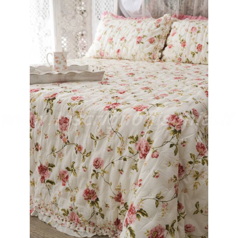 Trapuntino mezza stagione fiori shabby chic reversibile 9