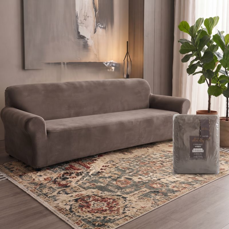 Copridivano Velvet Hug Lovely Shabby nella variante tortora
