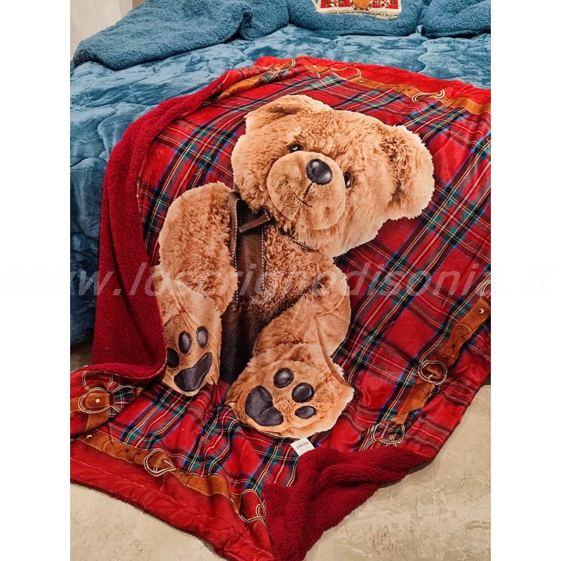 plaid sherpa stampa digitale orsetto