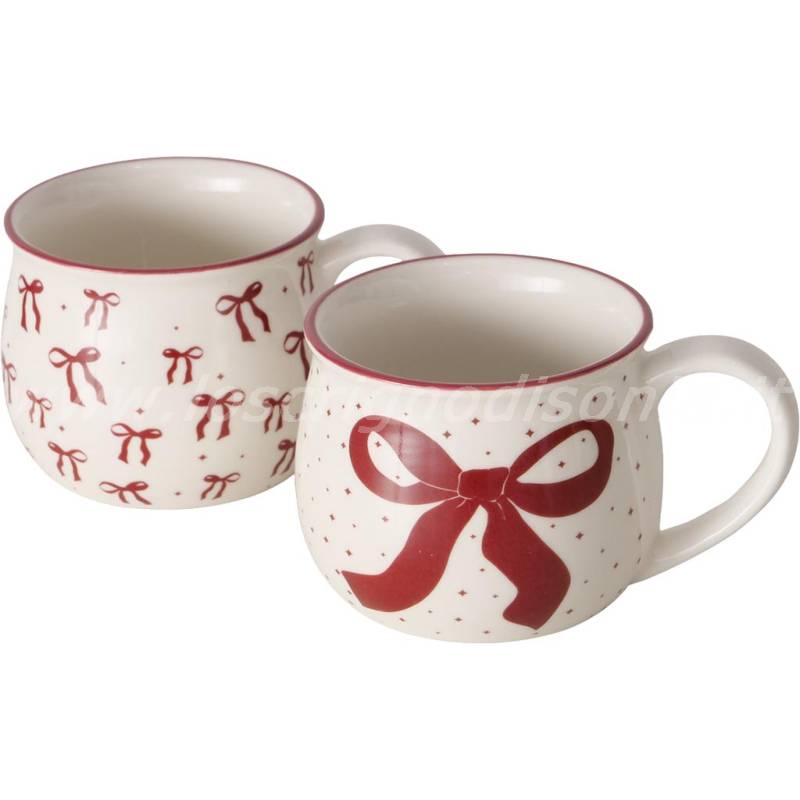 Set 2 Tazzine 180 ml Boltze – Decoro Natalizio Fiocchi Rossi