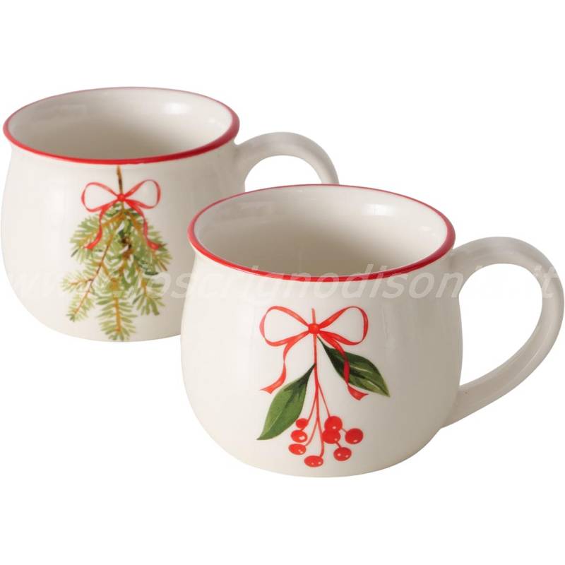 Set 2 Tazzine 180 ml Boltze Serie Noelle – Decori Natalizi in Porcellana