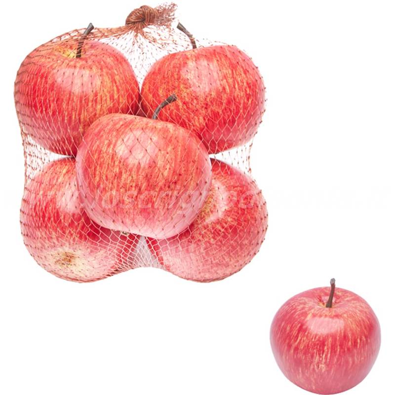 Set composto da 6 mele decorative realizzate in plastica da Boltze. Vista frontale