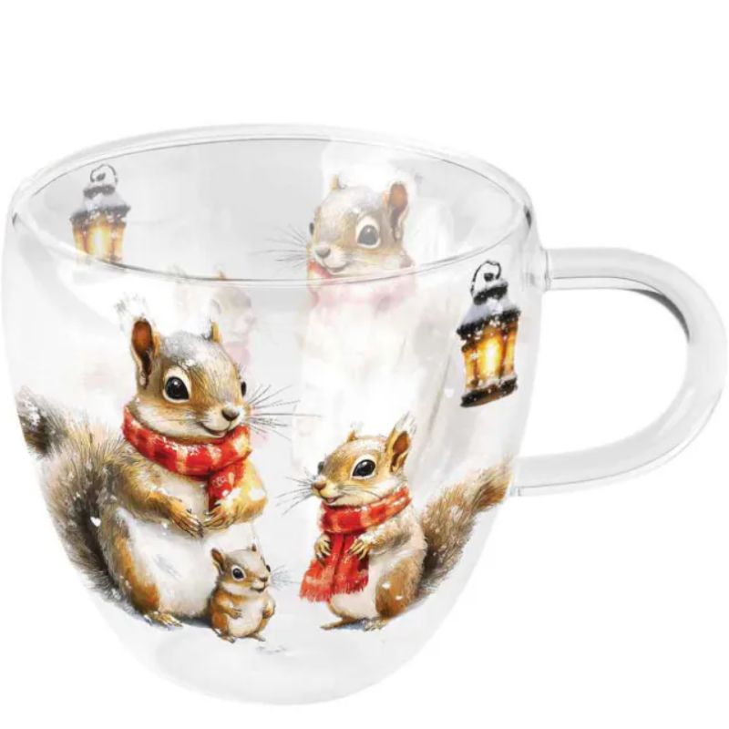 Tazza Doppio Vetro con Interno a Cuore 210 ml Ambiente Squirrel Family