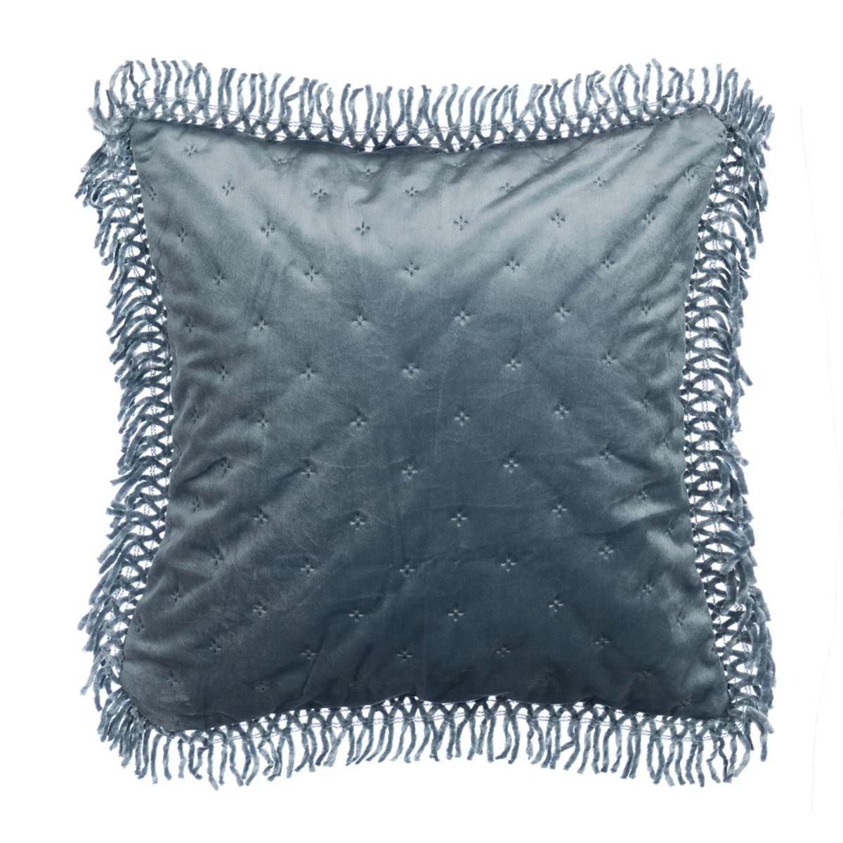 Cuscino Arredo 45x45 cm in Velluto Grigio con Frange – Blanc Mariclò