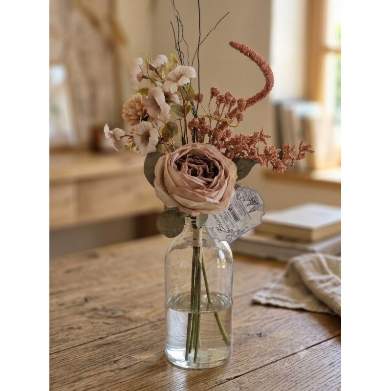 Bouquet Peonia e Fiori di Campo H 40 cm Cipria Serie Florilegio Blanc Mariclò