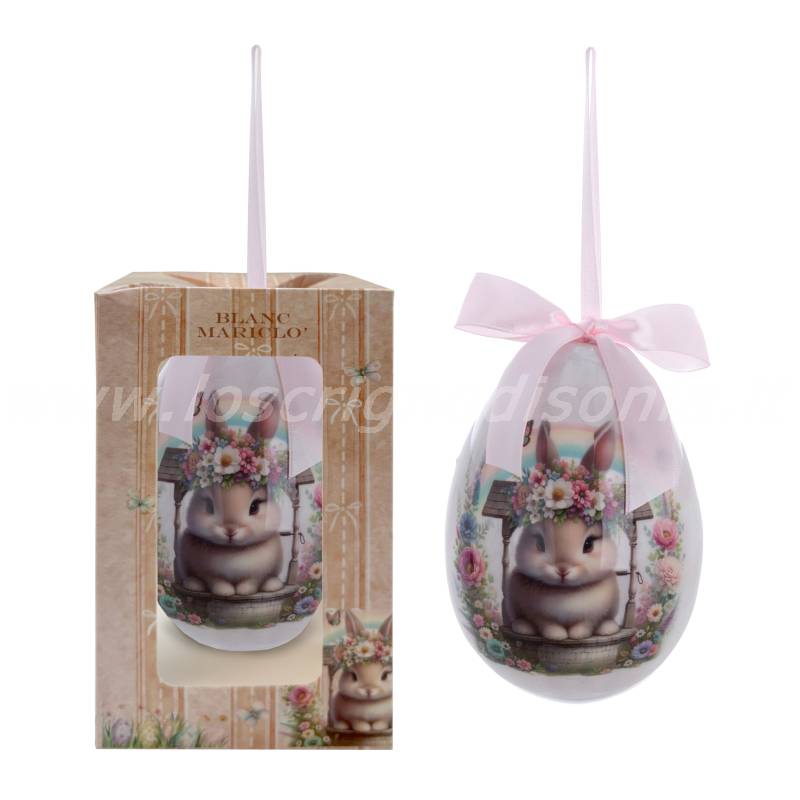 Uovo Decorativo Pasquale con Coniglietta in Scatola Regalo – Blanc Mariclò