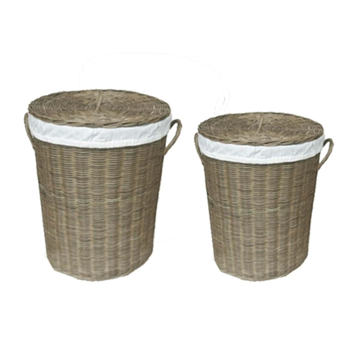 Cestone Porta Biancheria Rotondo Blanc Mariclò con Fodera – 44x44x60 cm
