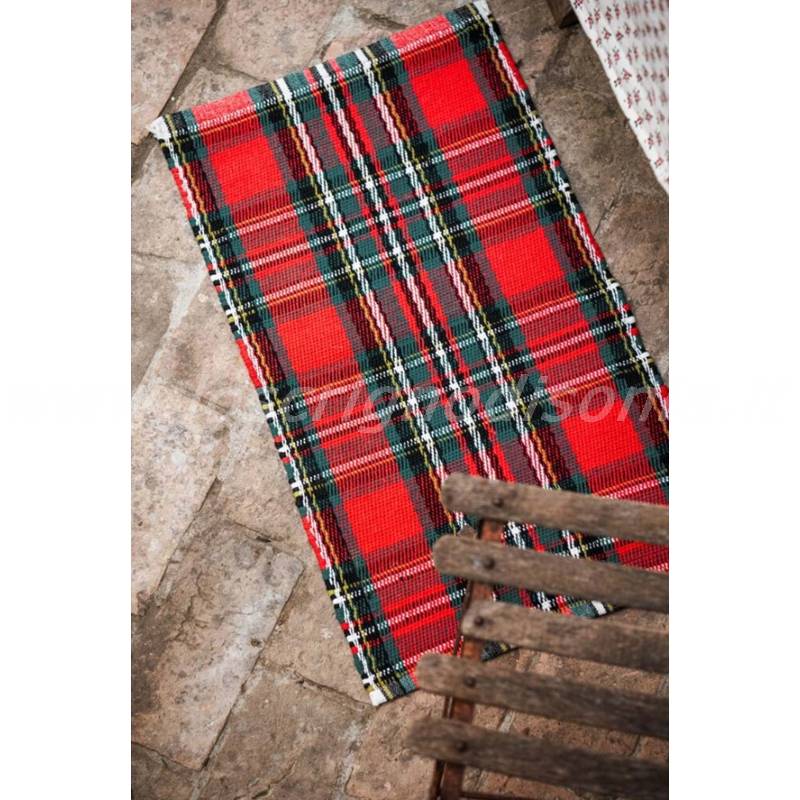 Tappeto Passatoia in Cotone Blanc Mariclò Serie Tartan di Natale 50x150 cm
