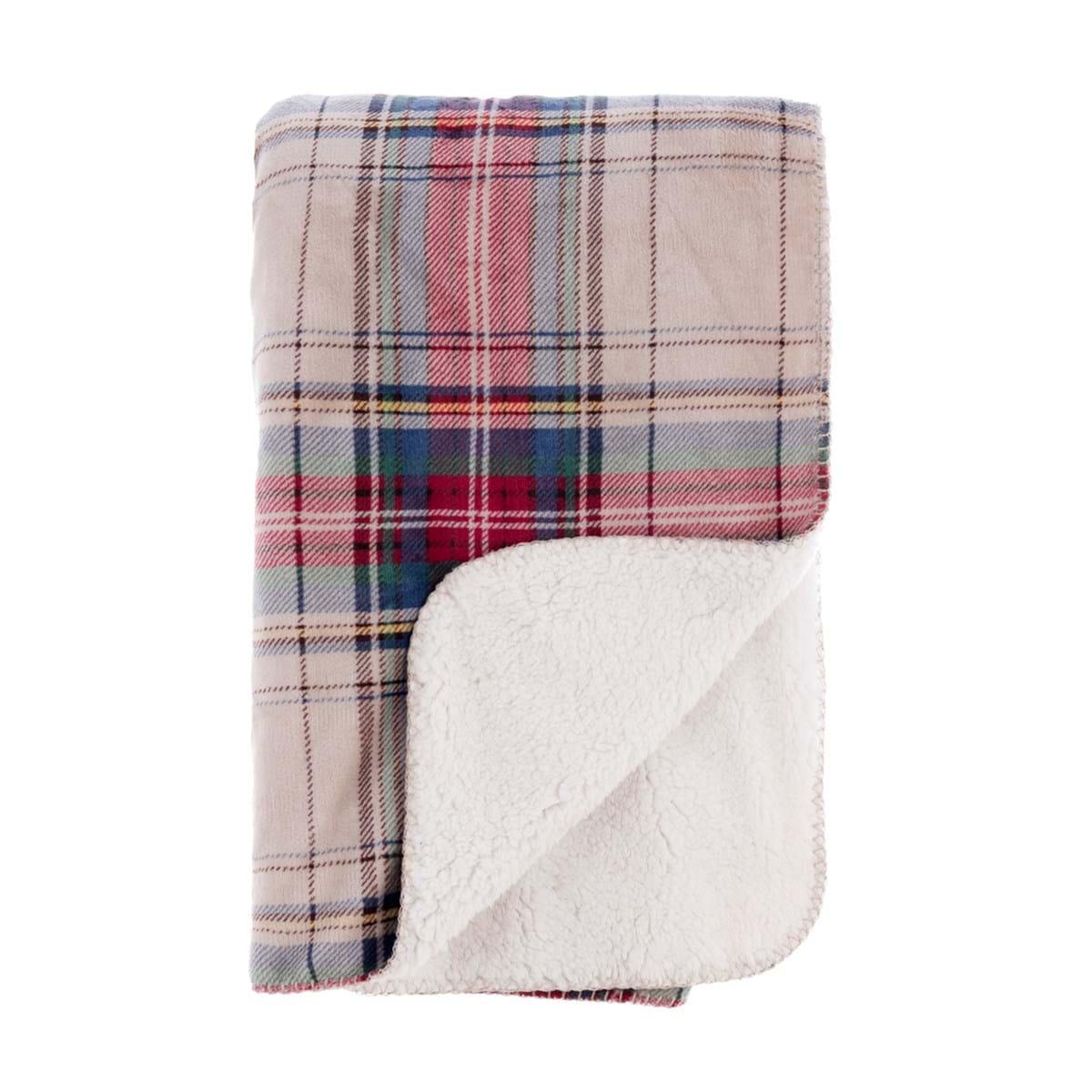 Plaid in Pile con retro Sherpa Blanc Mariclò Stampa Tartan 140x170 cm 430 gsm