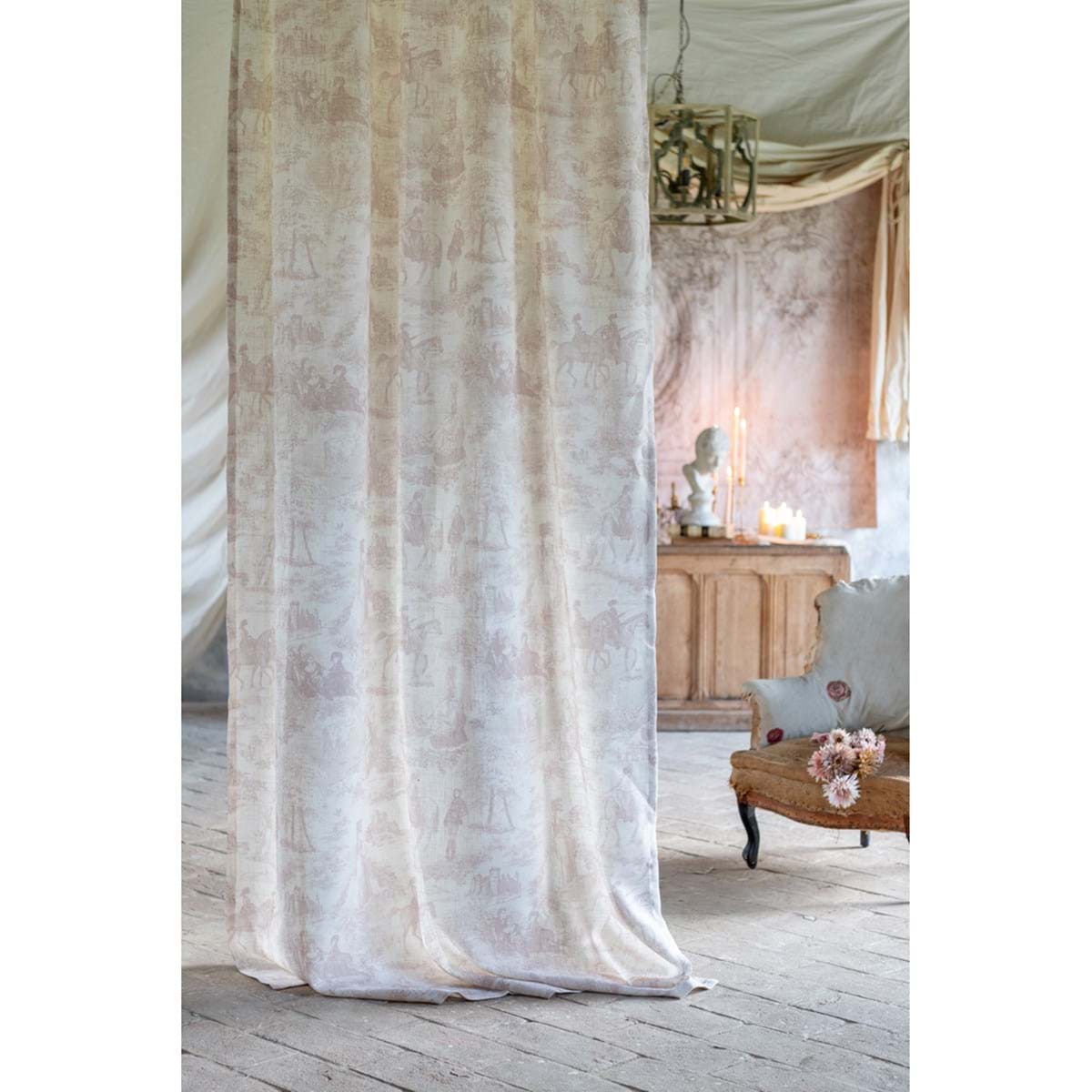 Tenda Shabby Chic Blanc Mariclò Stampa Toile de Jouy Beige 150x290 cm