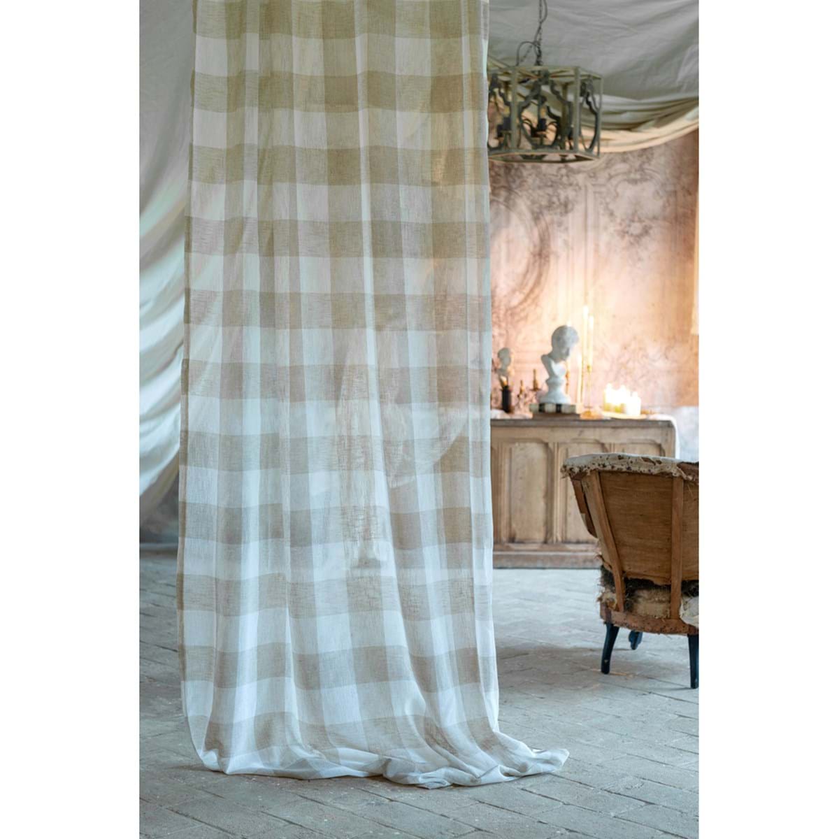 Tenda Country Chic Blanc Mariclò Quadri Beige Serie Bolgheri 150x290 cm