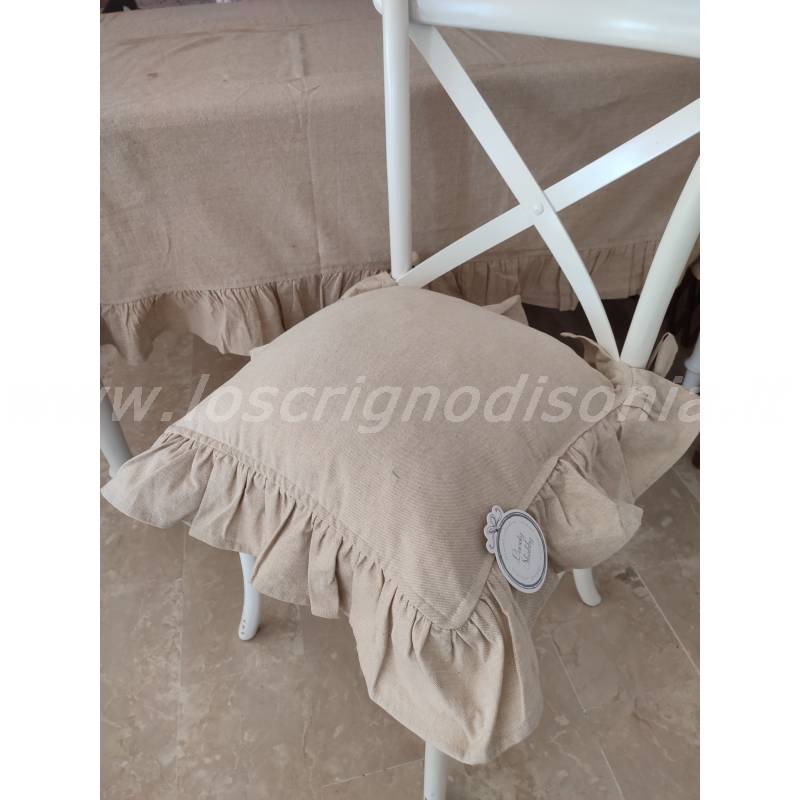 Copri Cuscino da Sedia Lovely Shabby Serie Element con Volant - Colore Beige