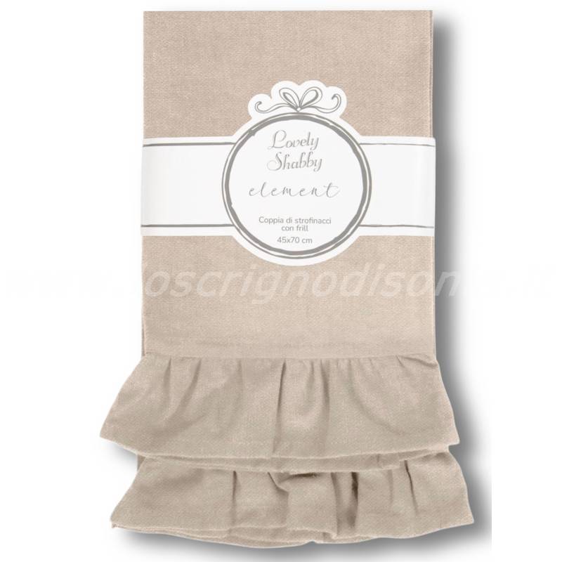 Coppia di Canovacci con Volant Collezione Element di Lovely Shabby - Colore Beige