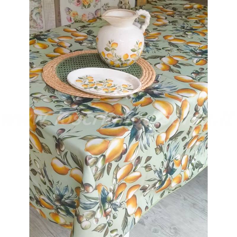 Tovaglia Antimacchia Serie Limoni e Olive – 150x180 cm