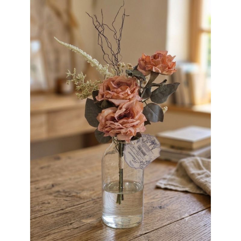 Bouquet di Rose Vintage Albicocca H 40 cm – Serie Florilegio Blanc Mariclò