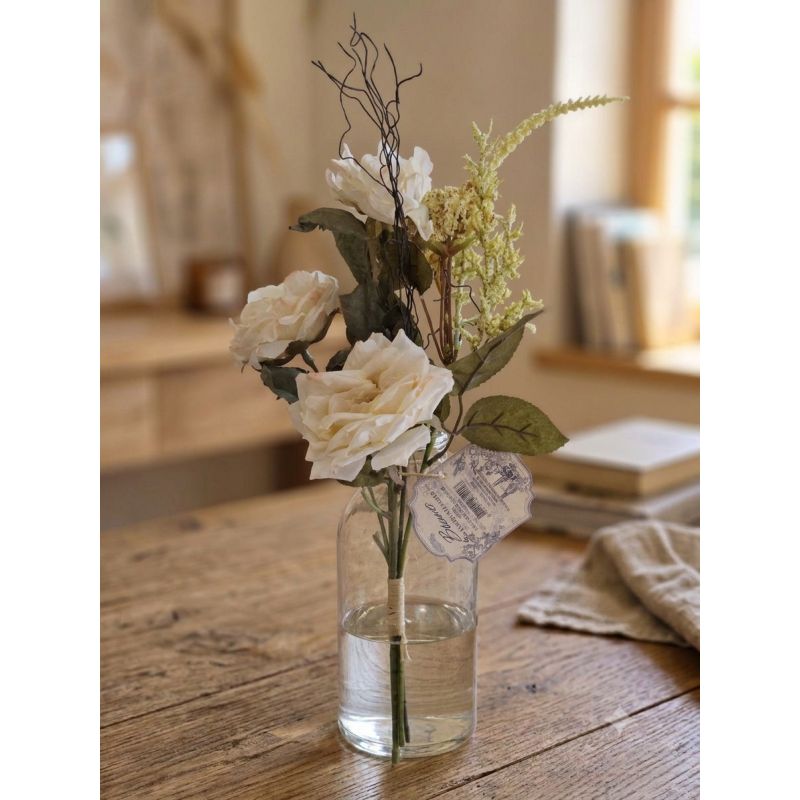 Bouquet di Rose Vintage Avorio H 40 cm – Serie Florilegio Blanc Mariclò