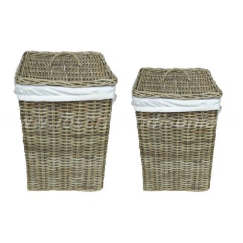 Cestone Porta Biancheria Quadrato Blanc Mariclò con Coperchio - 37 x 37 x 58 cm
