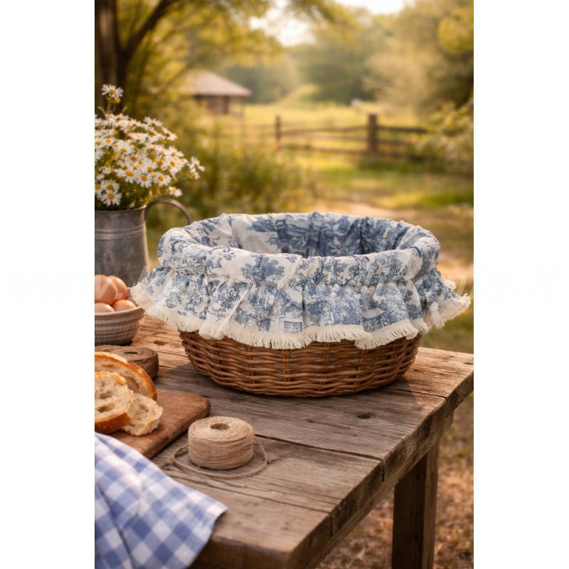 Copricestino Shabby Blanc Mariclo - Toile de Jouy Blu