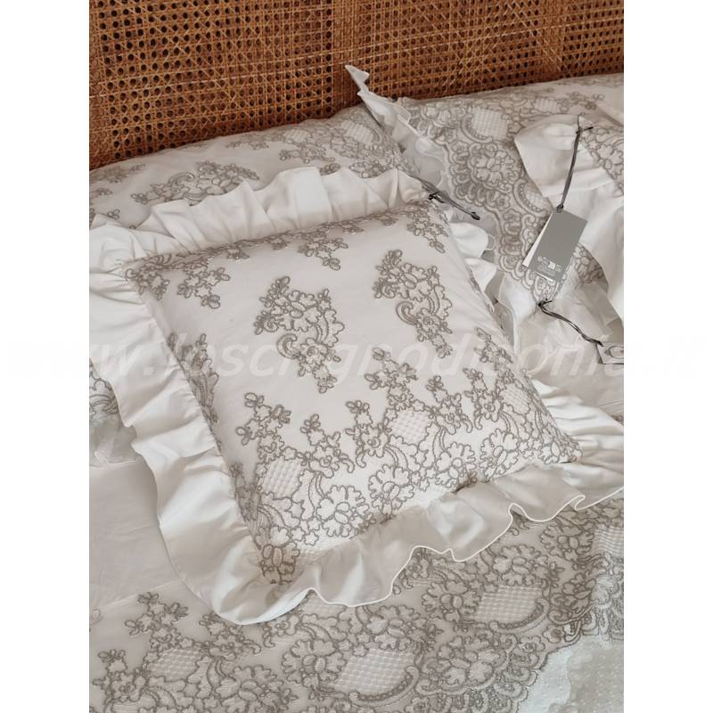 Cuscino Arredo 40x40 cm in Velluto con Pizzo Petra