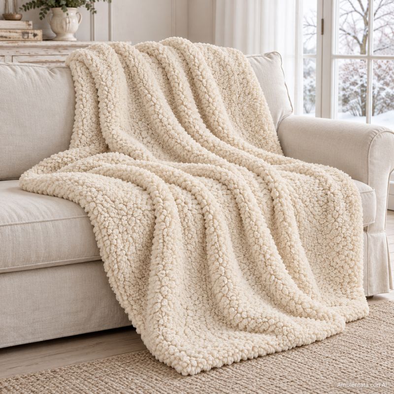 Plaid Coperta Maxi Misia in Sherpa Avorio 160x210 cm