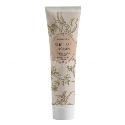 Flacone da 30 ml di crema mani, fragranza Sublime Jasmin, prodotta da Mathilde M. Vista frontale