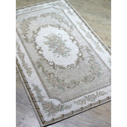 Tappeto serie Vintage Rose di By Suardi. Colore tortora. Dimensioni 65x110 cm. Vista dall'alto