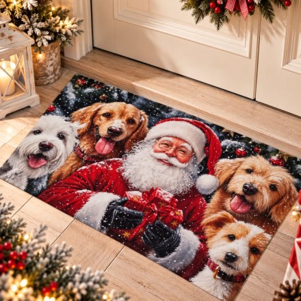 Tappeto-natalizio-con-babbo-natale-e-cani
