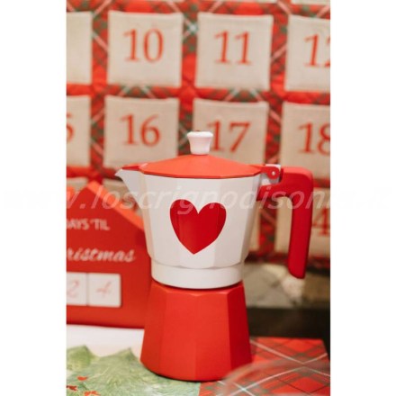 Moka 3 tazze, colore rosso, collezione My Home firmata Nuvole Di Stoffa. Vista ambientata
