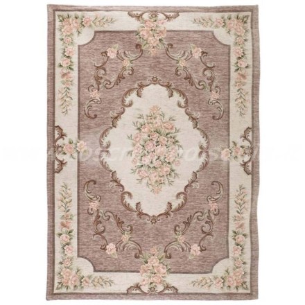 Tappeto in stile shabby chic, di colore cipria, della collezione Doria firmata Blanc Mariclò. Vista dall'alto