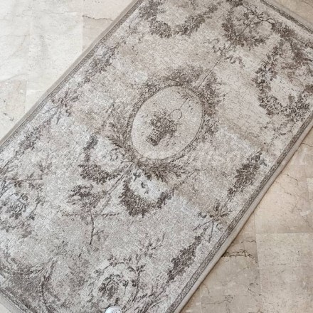 Tappetto shabby chic, serie Aubusson di Blanc Mariclò, colore naturale, misura 140x200 cm. Vista dall'alto
