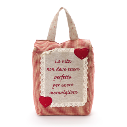 Fermaporta con dedica, in stile country chic, prodotto da Nuvole di Stoffa. Variante 6. Vista frontale