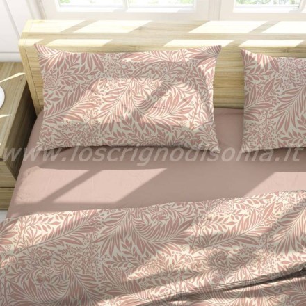 Lenzuola di flanella matrimoniali con stampa floreale, serie Altea Rosa di S&G Home. Vista ambientata