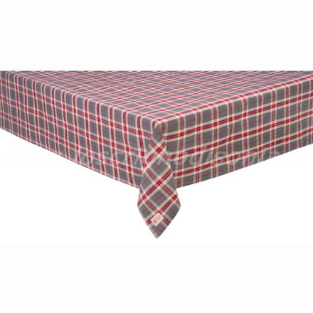 Tovaglia in stile country chic della serie Bonnie di Nuvole di Stoffa. Variante tartan grigio. Vista angolare