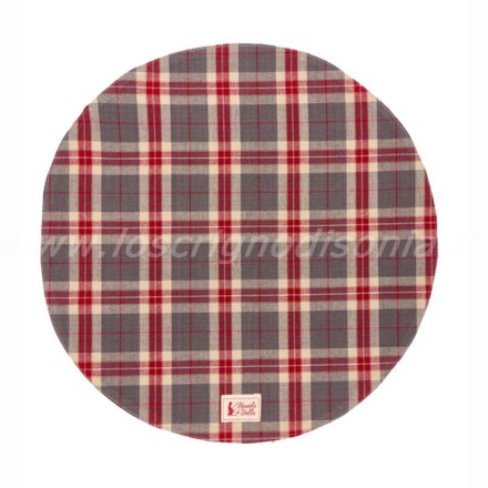 Tovaglietta sottopiatto rotonda della serie Bonnie di Nuvole di Stoffa. Variante tartan grigio. Vista dall'alto