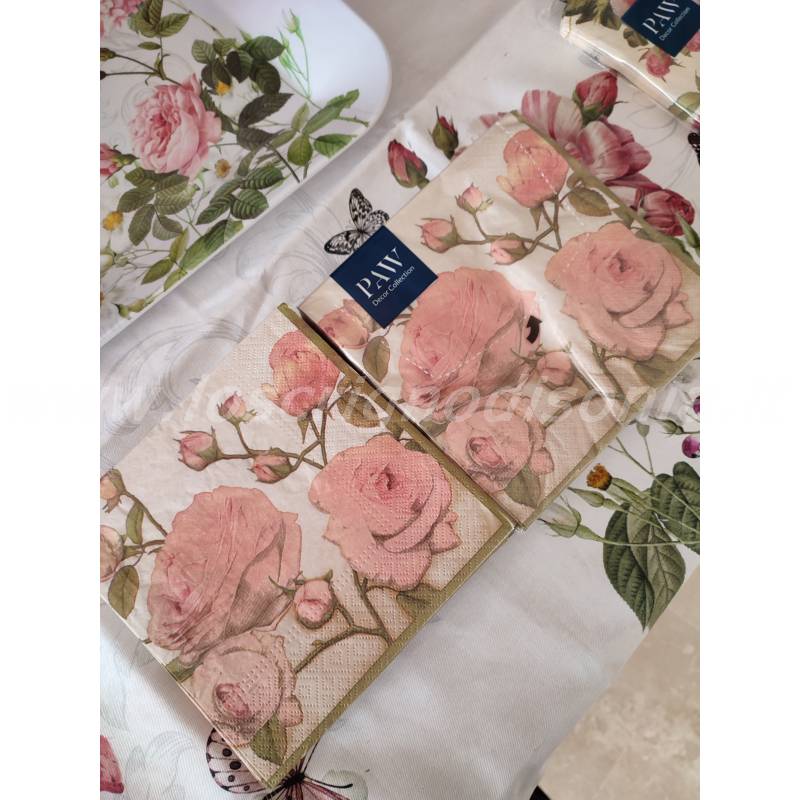 Set 2 Pacchetti da 20 Tovaglioli di carta decoro Rose
