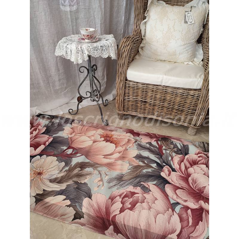 Tappeto con stampa flore e fondo antiscivolo della serie Liberty by Suardi. Vista ambientata