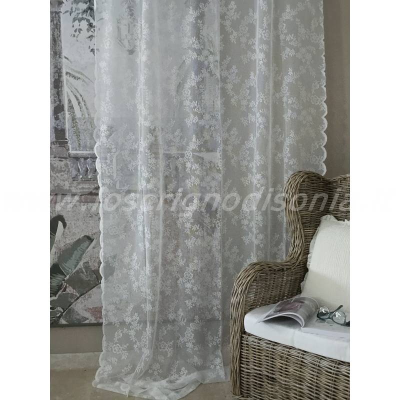 Tenda Shabby Chic in Pizzo Bianco - Collezione Dianthus - 140 x 290 cm