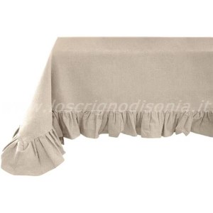 Tovaglia Rettangolare Lovely Shabby da 6 Posti con Volant Serie Element 160 x 200 cm - Colore Beige