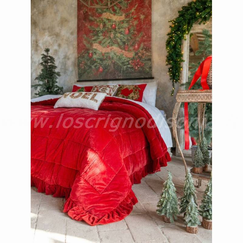 Trapunta Matrimoniale in Velluto Blanc Mariclò Serie Diamante Rosso 260x260 cm 580gsm