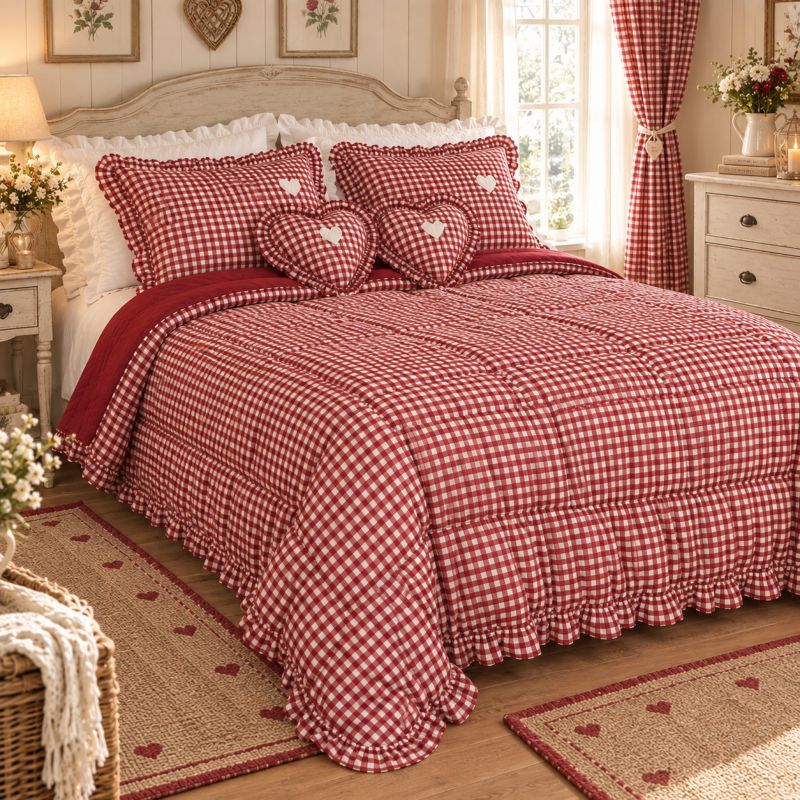 Trapunta Matrimoniale Collezione Vichy Rossa Bordeaux Blanc Mariclò