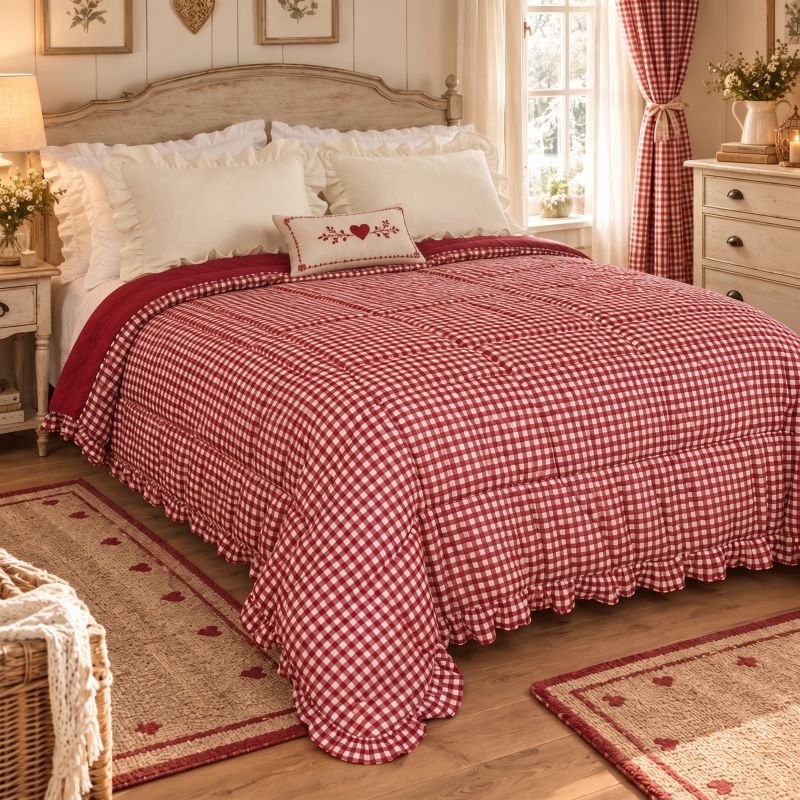 Trapunta Matrimoniale Collezione Vichy Rossa Bordeaux Blanc Mariclò
