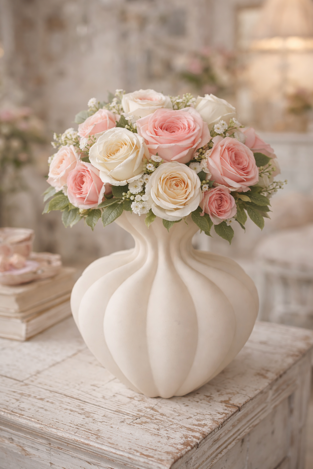 Vaso Flow Sinuoso EDG – Design in Vetro Satinato Bianco, h 32 cm